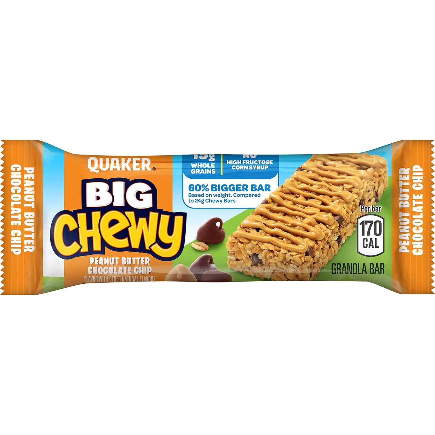 image:imageQuaker Big Chewy Chocolate Chip Granola Bar Peanut Butter 148 Oz 5 Ct