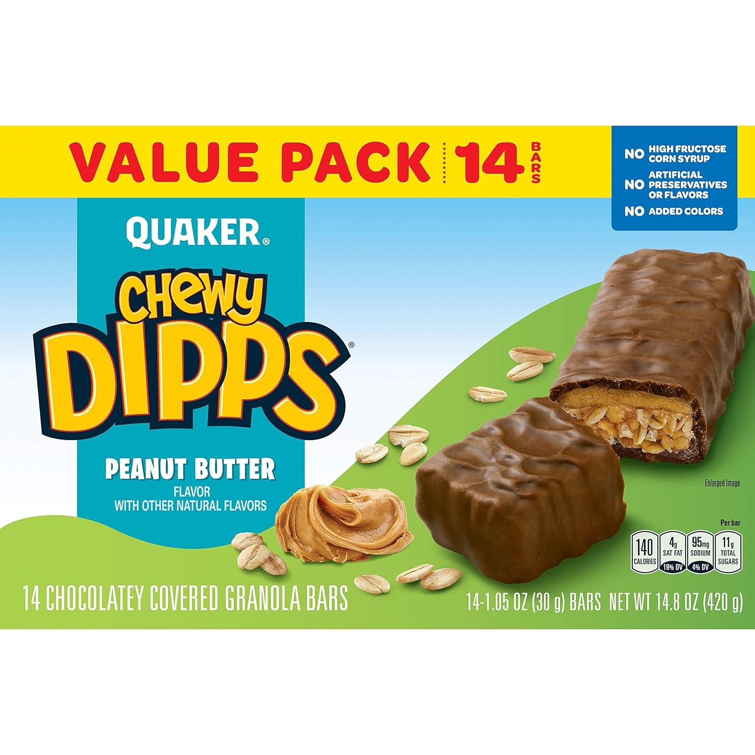image:imageQuaker Chewy Dipps Granola Bars Peanut Butter 105 Oz Bars 14 Ct