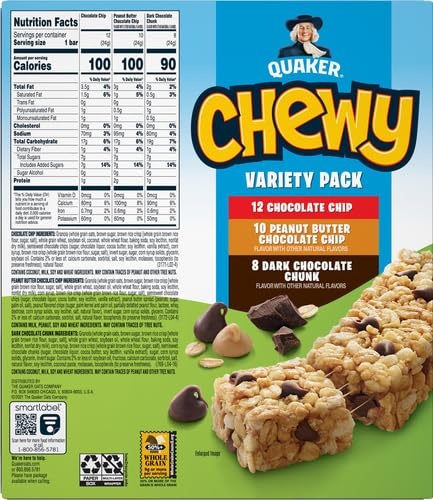 image:imageQuaker Chewy Granola Bars 3 Flavor Variety Pack 084oz Individually Wrapped Bars 30 Pack