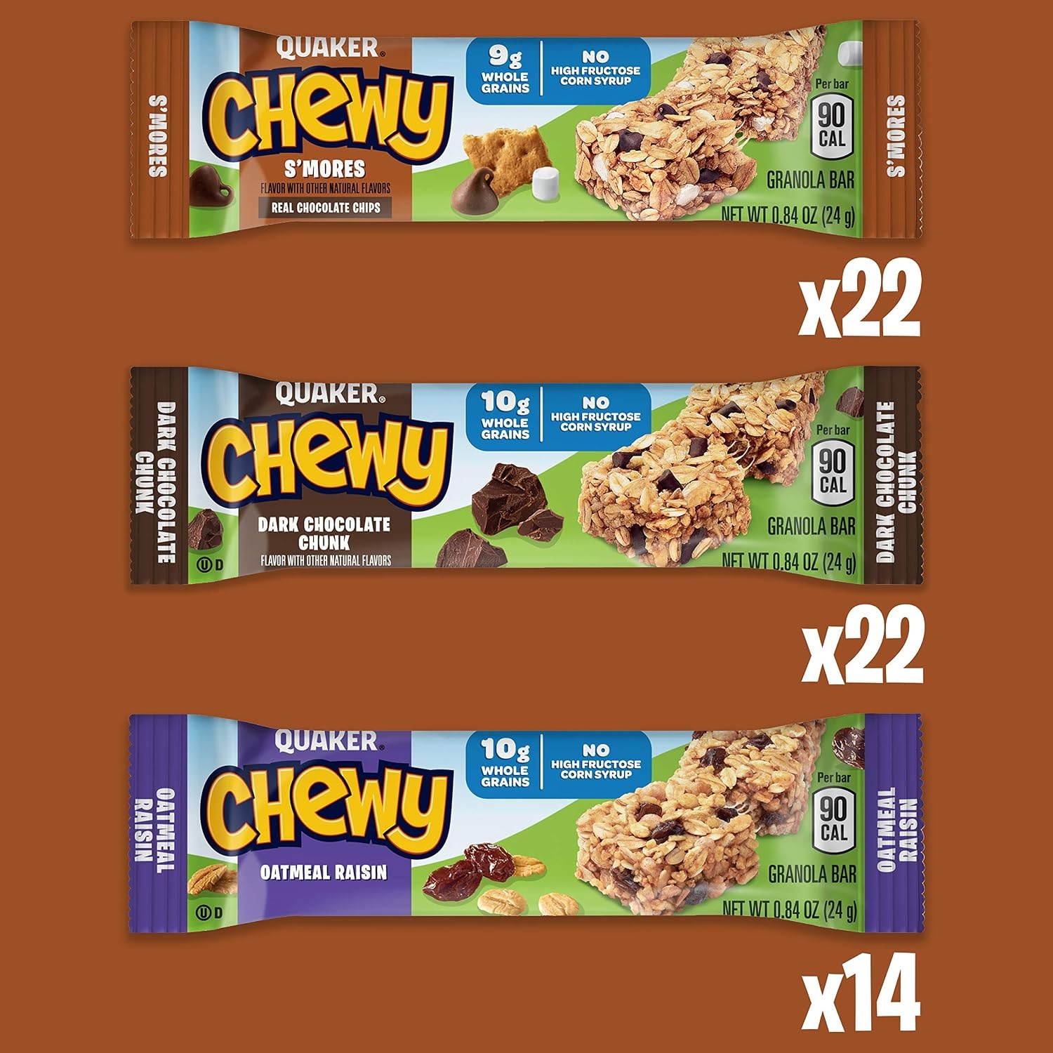 image:imageQuaker Chewy Granola Bars Peanut Butter Chocolate Chip 58 CountBacktoSchool Variety Pack