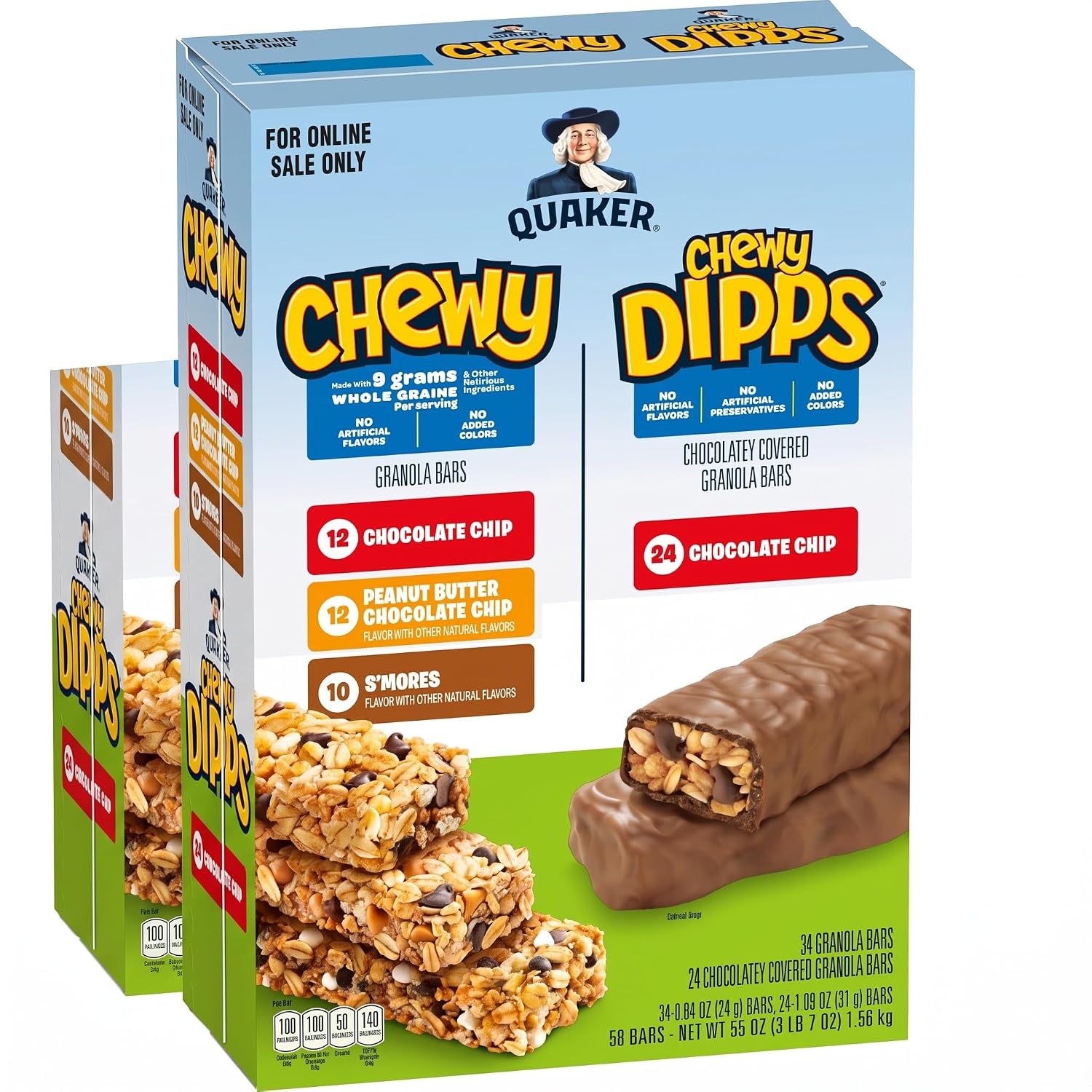 image:imageQuaker Chewy Granola Bars Peanut Butter Chocolate Chip 58 CountChewy Dipps Variety Pack