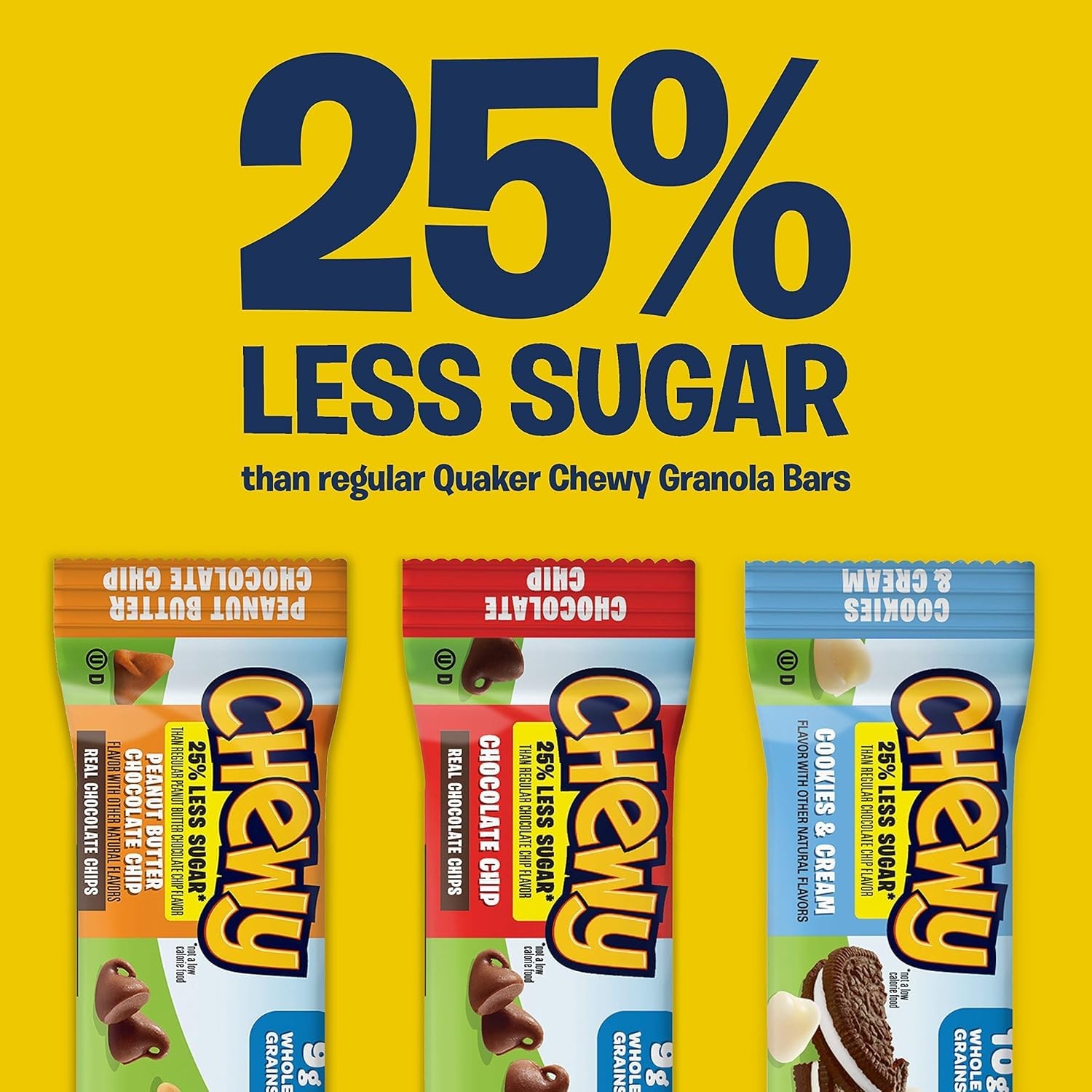image:imageQuaker Chewy Granola Bars Peanut Butter Chocolate Chip 58 CountLess Sugar 2 Flavor Variety Pack