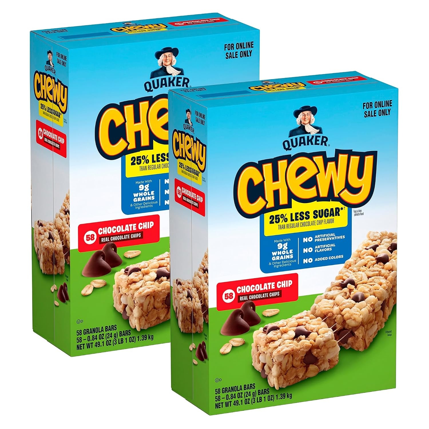 image:imageQuaker Chewy Granola Bars Peanut Butter Chocolate Chip 58 CountLess Sugar Chocolate Chip
