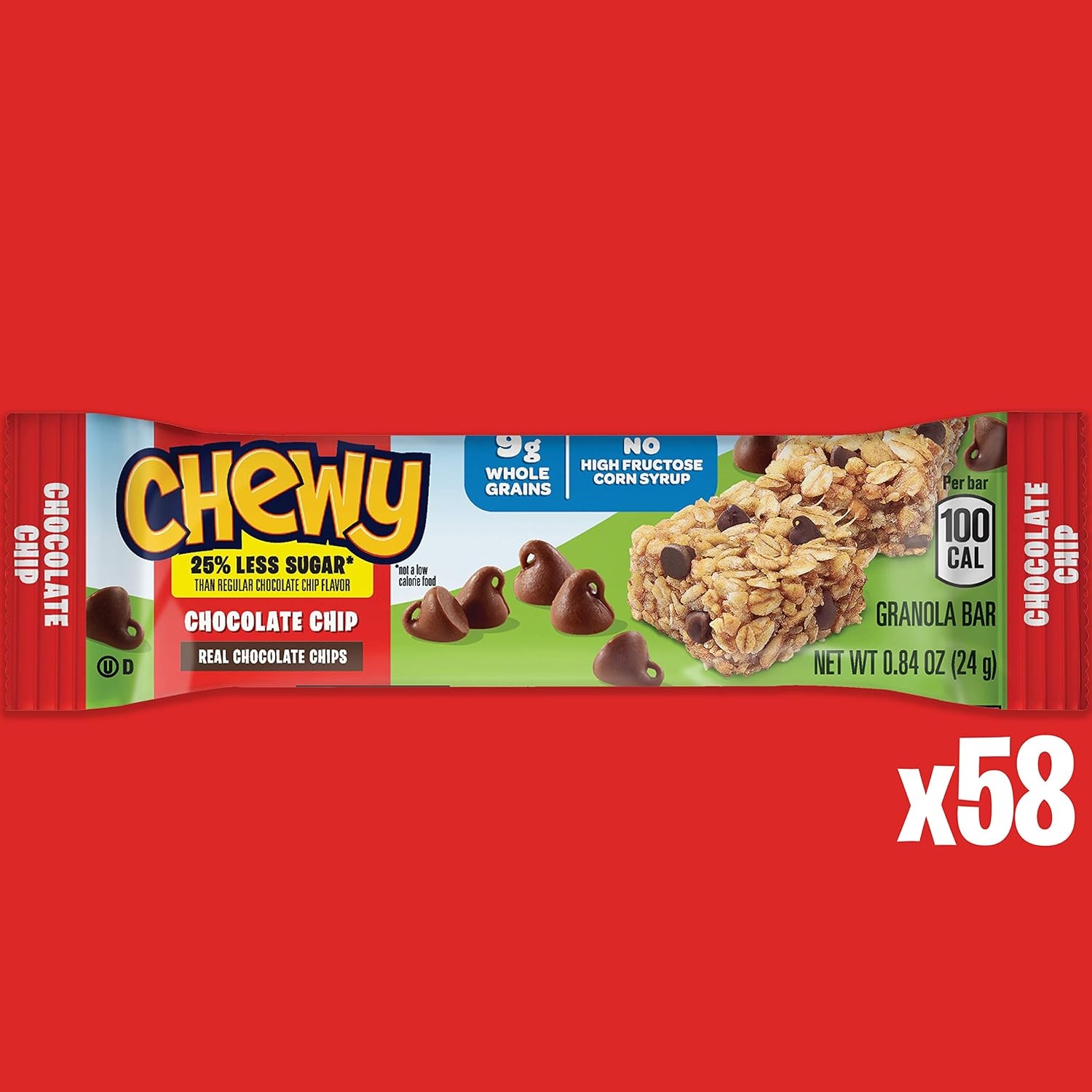 image:imageQuaker Chewy Granola Bars Peanut Butter Chocolate Chip 58 CountLess Sugar Chocolate Chip
