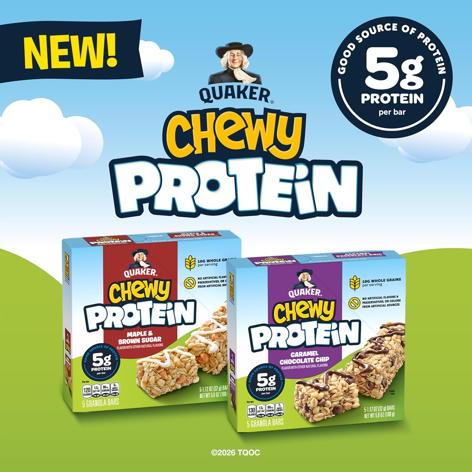 image:imageQuaker Chewy Protein Granola Bars Variety Pack 112 oz Bars 10 Pack 5g Protein No Artificial Flavors or Preservatives No Colors from Artificial Sources
