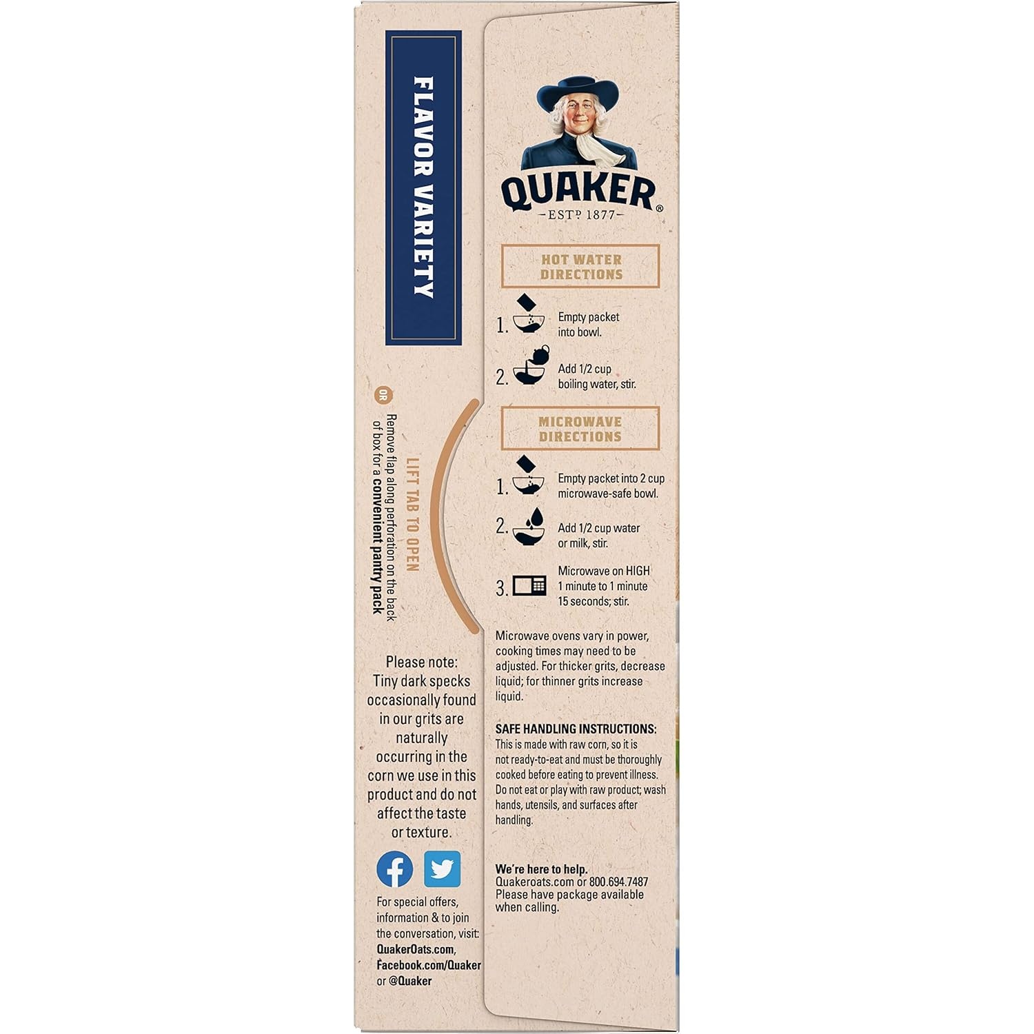 image:imageQuaker Instant Grits 4 Flavor Variety Pack 098oz Packets 10 Pack