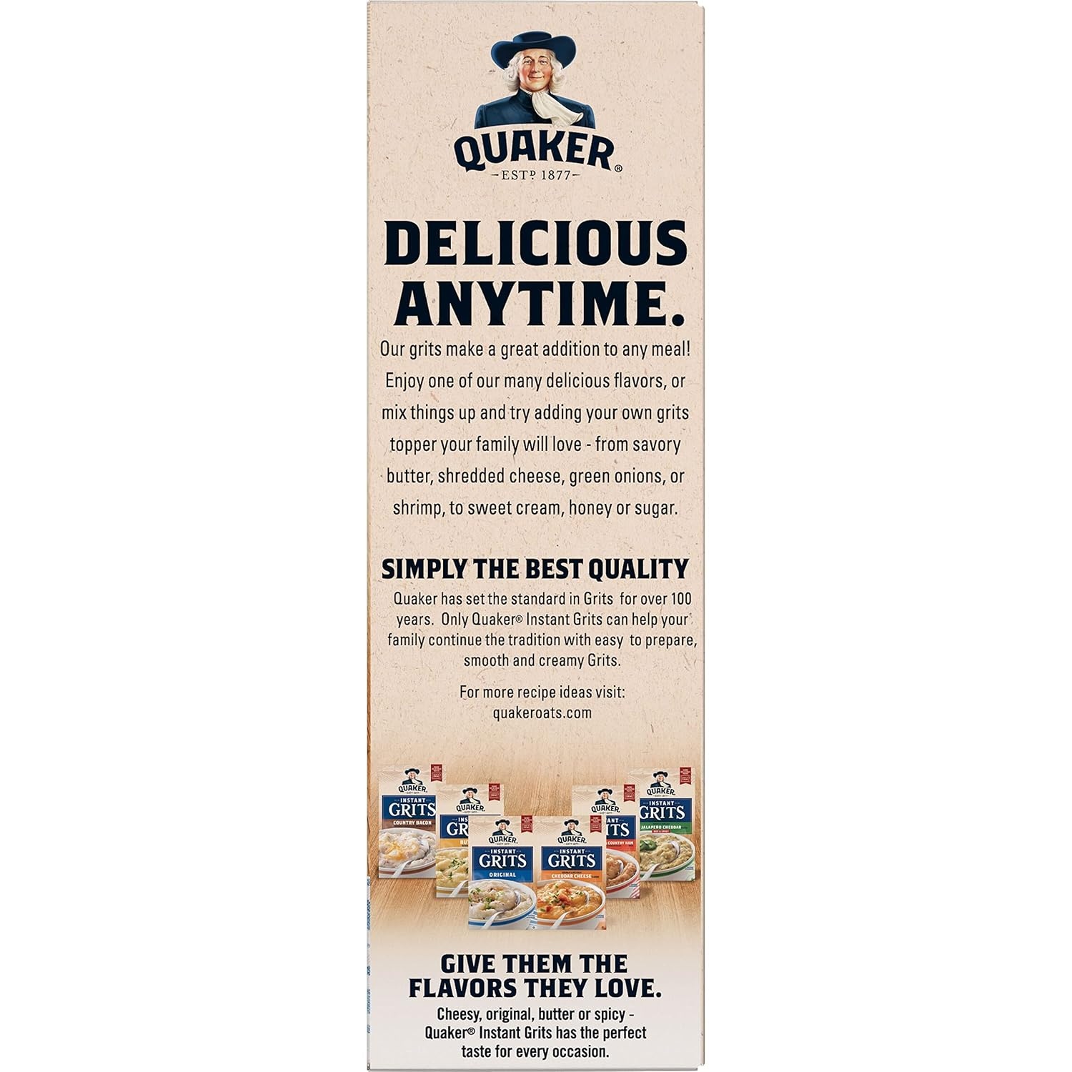 image:imageQuaker Instant Grits 4 Flavor Variety Pack 098oz Packets 10 Pack