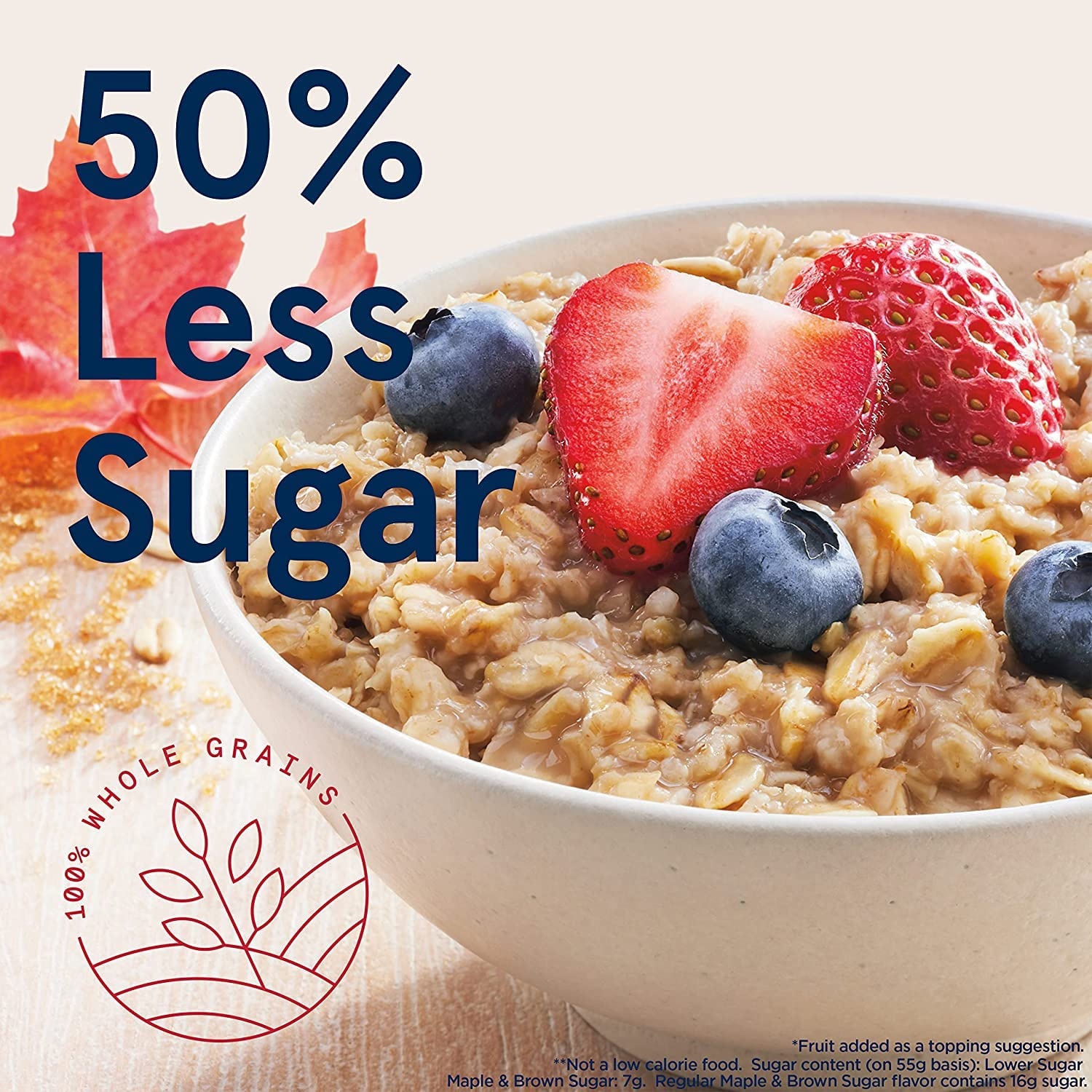 image:imageQuaker Instant Oatmeal 4 Flavor Variety Pack Individual Packets 48 CountMaple Brown Sugar 50 Less Sugar