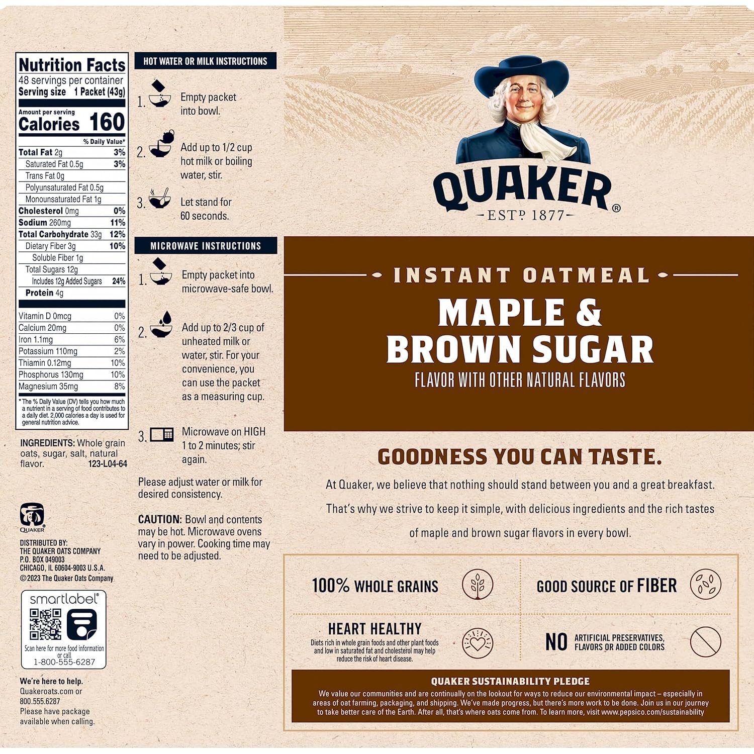 image:imageQuaker Instant Oatmeal 4 Flavor Variety Pack Individual Packets 48 CountMaple Brown Sugar