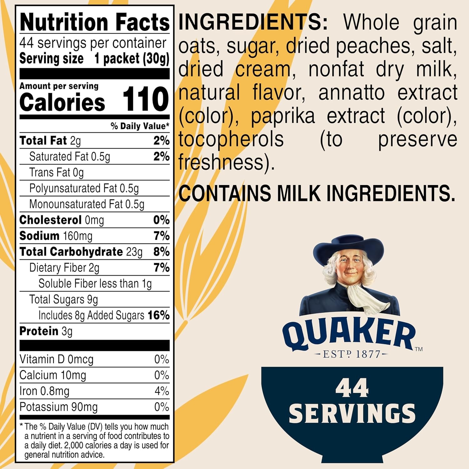 image:imageQuaker Instant Oatmeal 4 Flavor Variety Pack Individual Packets 48 CountPeaches Cream