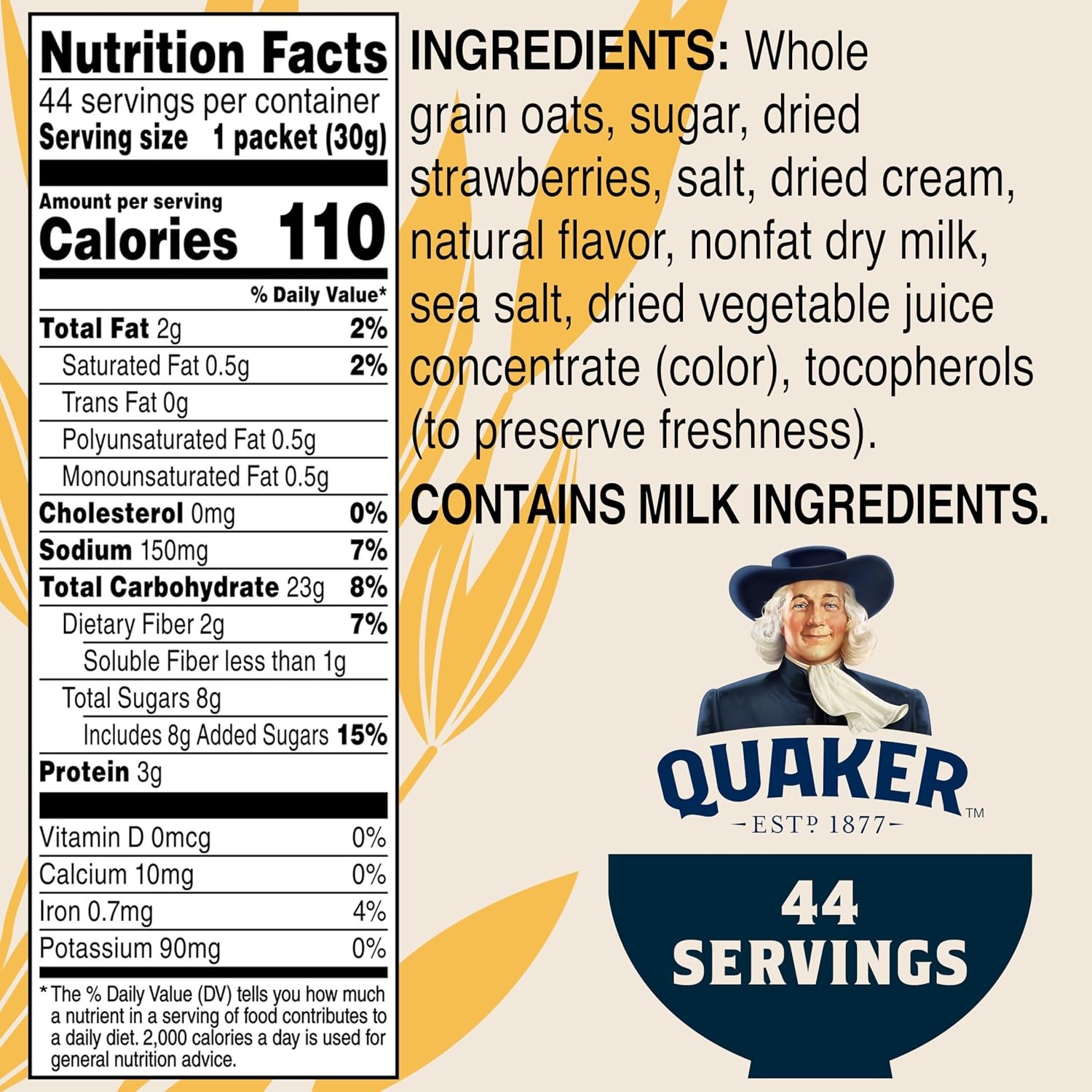 image:imageQuaker Instant Oatmeal 4 Flavor Variety Pack Individual Packets 48 CountStrawberries Cream
