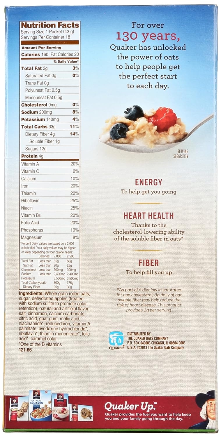 image:imageQuaker Instant Oatmeal Apples and Cinnamon 18 Count