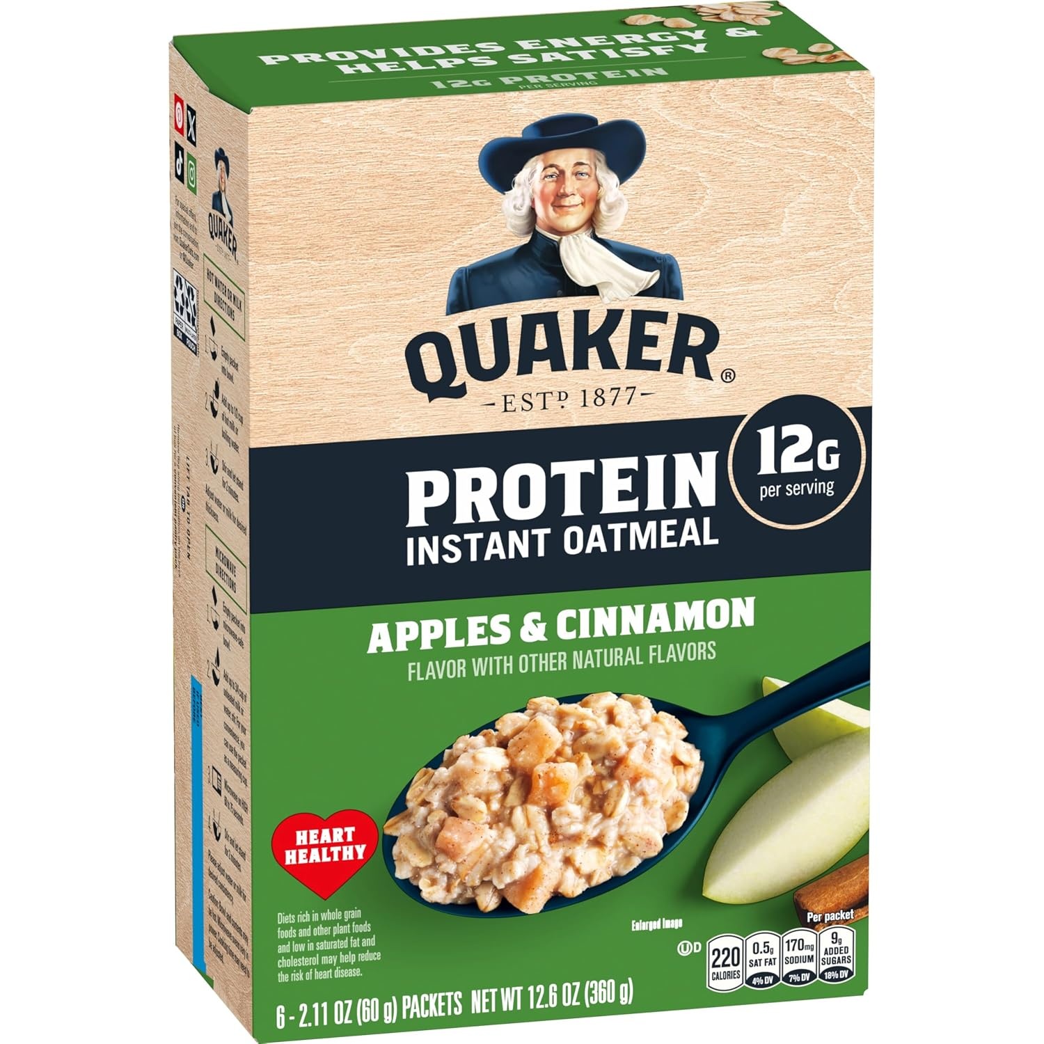 image:imageQuaker Instant Oatmeal Gluten Free Maple amp Brown Sugar Breakfast Cereal 121 Oz Pack of 6Apple Cinnamon