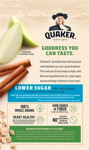 image:imageQuaker Instant Oatmeal Gluten Free Maple amp Brown Sugar Breakfast Cereal 121 Oz Pack of 6Apples Cinnamon