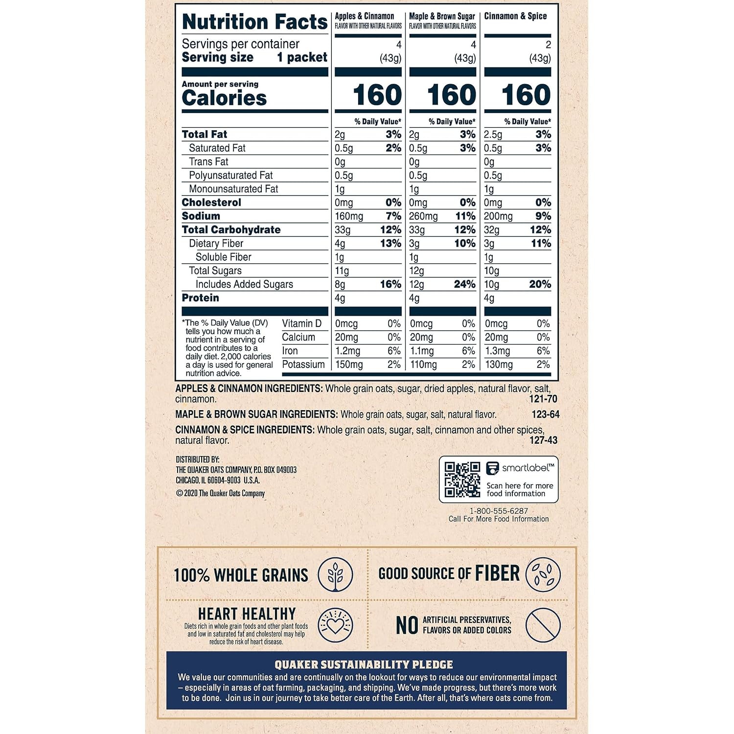 image:imageQuaker Instant Oatmeal Gluten Free Maple amp Brown Sugar Breakfast Cereal 121 Oz Pack of 6Cinnamon Brown