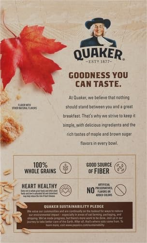 image:imageQuaker Instant Oatmeal Gluten Free Maple amp Brown Sugar Breakfast Cereal 121 Oz Pack of 6Maple Brown Sugar