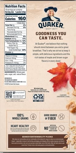 image:imageQuaker Instant Oatmeal Gluten Free Maple amp Brown Sugar Breakfast Cereal 121 Oz Pack of 6Maple Brown Sugar
