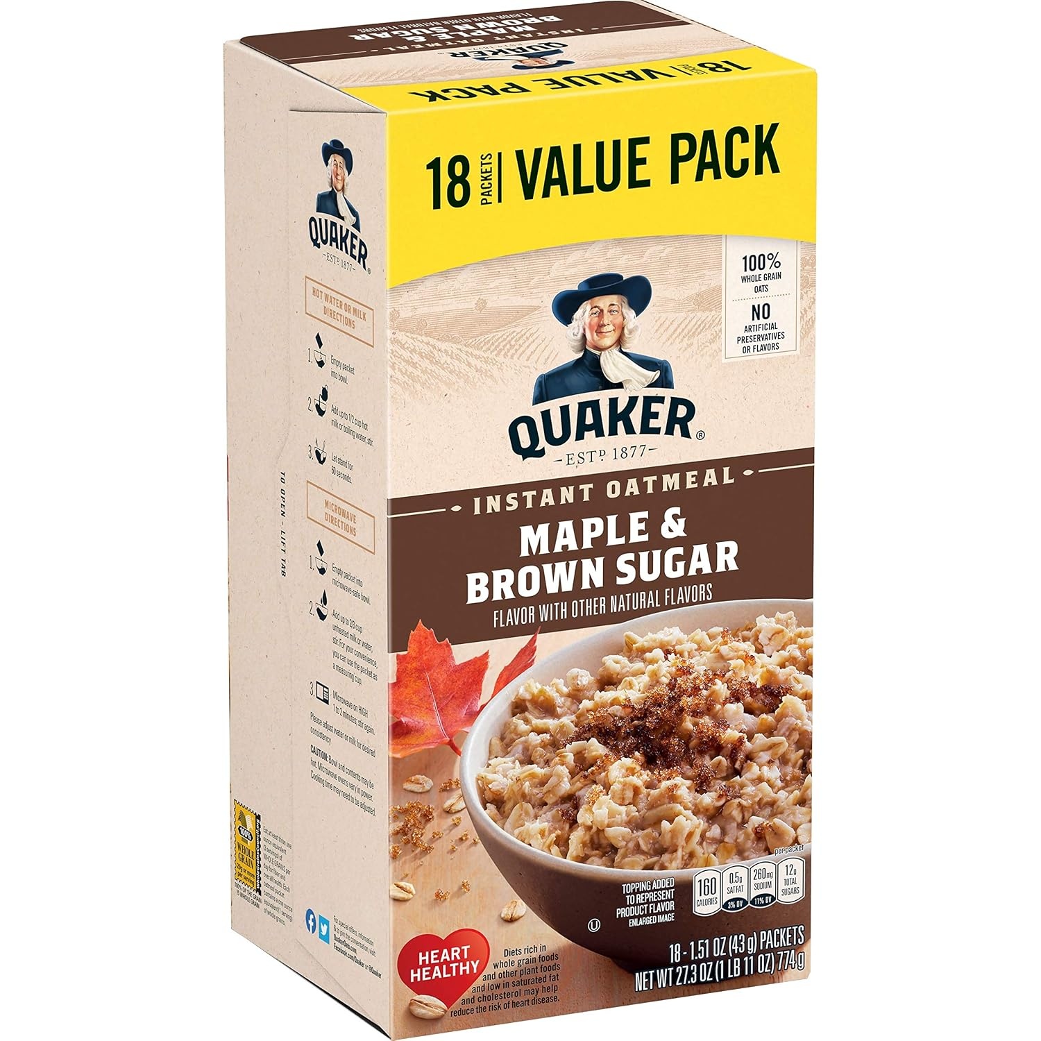 image:imageQuaker Instant Oatmeal Gluten Free Maple amp Brown Sugar Breakfast Cereal 121 Oz Pack of 6Maple Brown Sugar