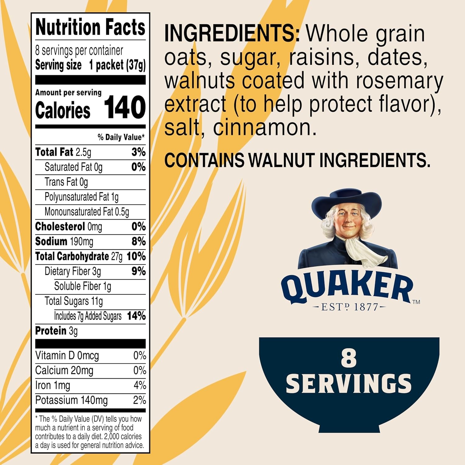 image:imageQuaker Instant Oatmeal Gluten Free Maple amp Brown Sugar Breakfast Cereal 121 Oz Pack of 6Raisin Date Walnut