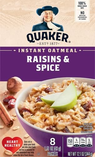 image:imageQuaker Instant Oatmeal Raisins amp Spice 151oz Packets 8 Pack151 Ounce Pack of 8