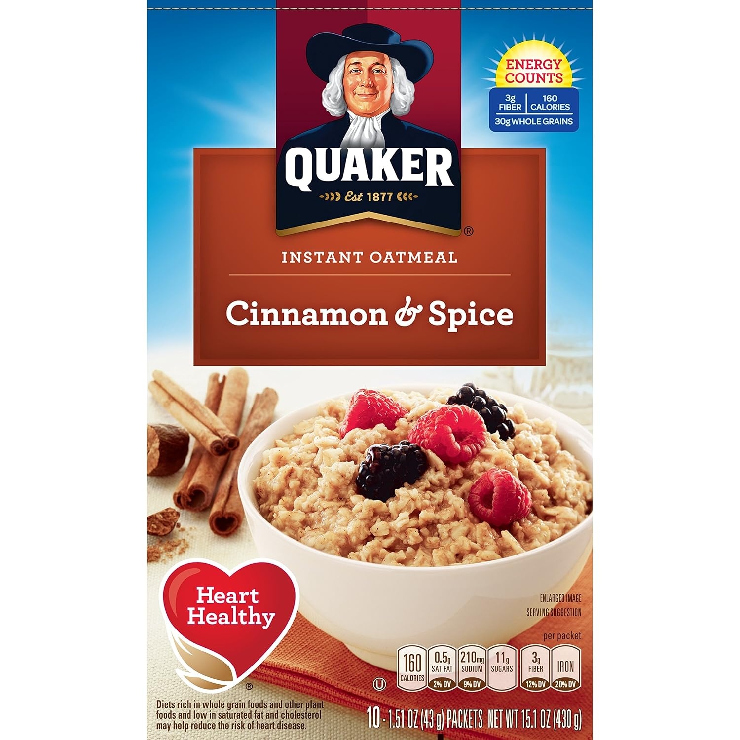 image:imageQuaker Instant Oatmeal USDA Organic NonGMO Project Verified Original Individual Packets 8 Count Pack of 6Cinnamon