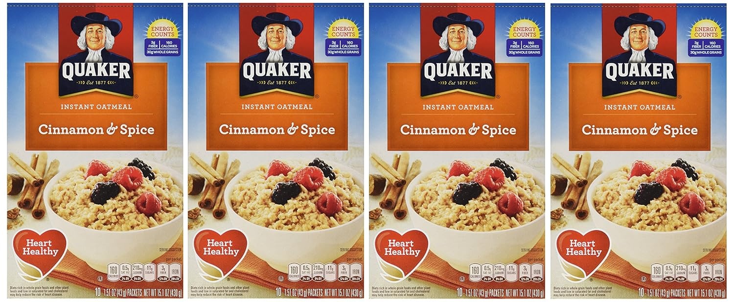 image:imageQuaker Instant Oatmeal USDA Organic NonGMO Project Verified Original Individual Packets 8 Count Pack of 6Cinnamon