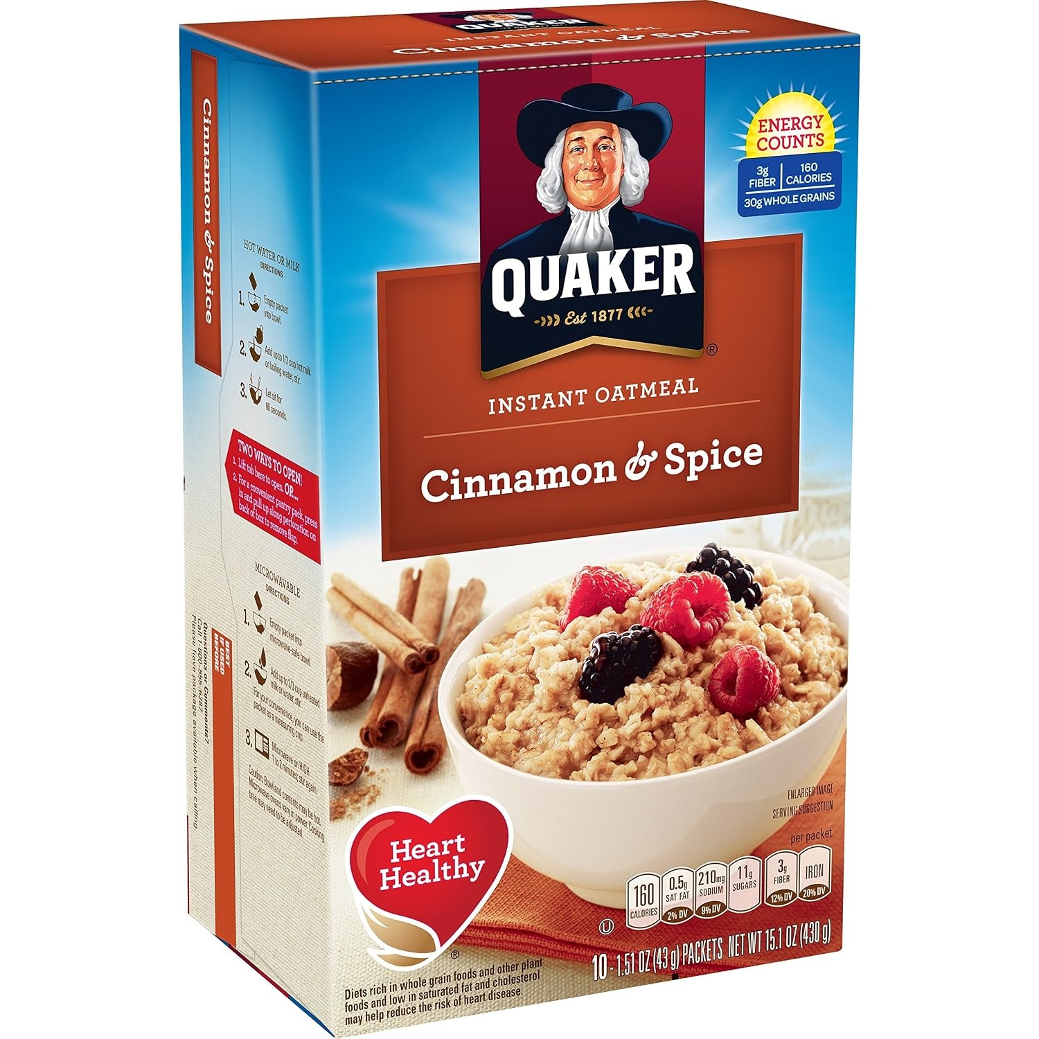image:imageQuaker Instant Oatmeal USDA Organic NonGMO Project Verified Original Individual Packets 8 Count Pack of 6Cinnamon