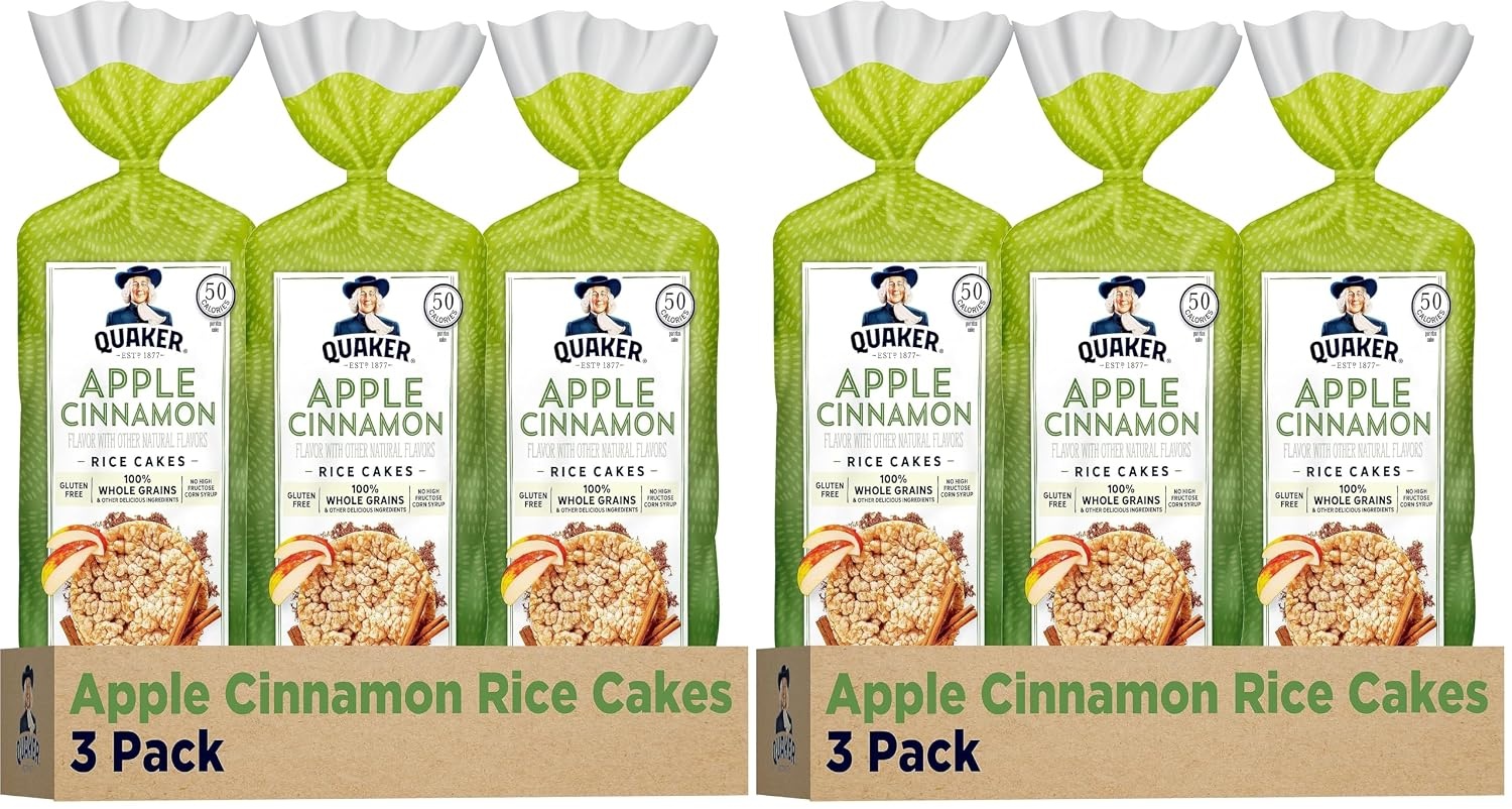 image:imageQuaker Large Rice Cakes Chocolate 723 oz Bags 3 Pack Gluten Free Whole Grain No Added ColorsApple Cinnamon