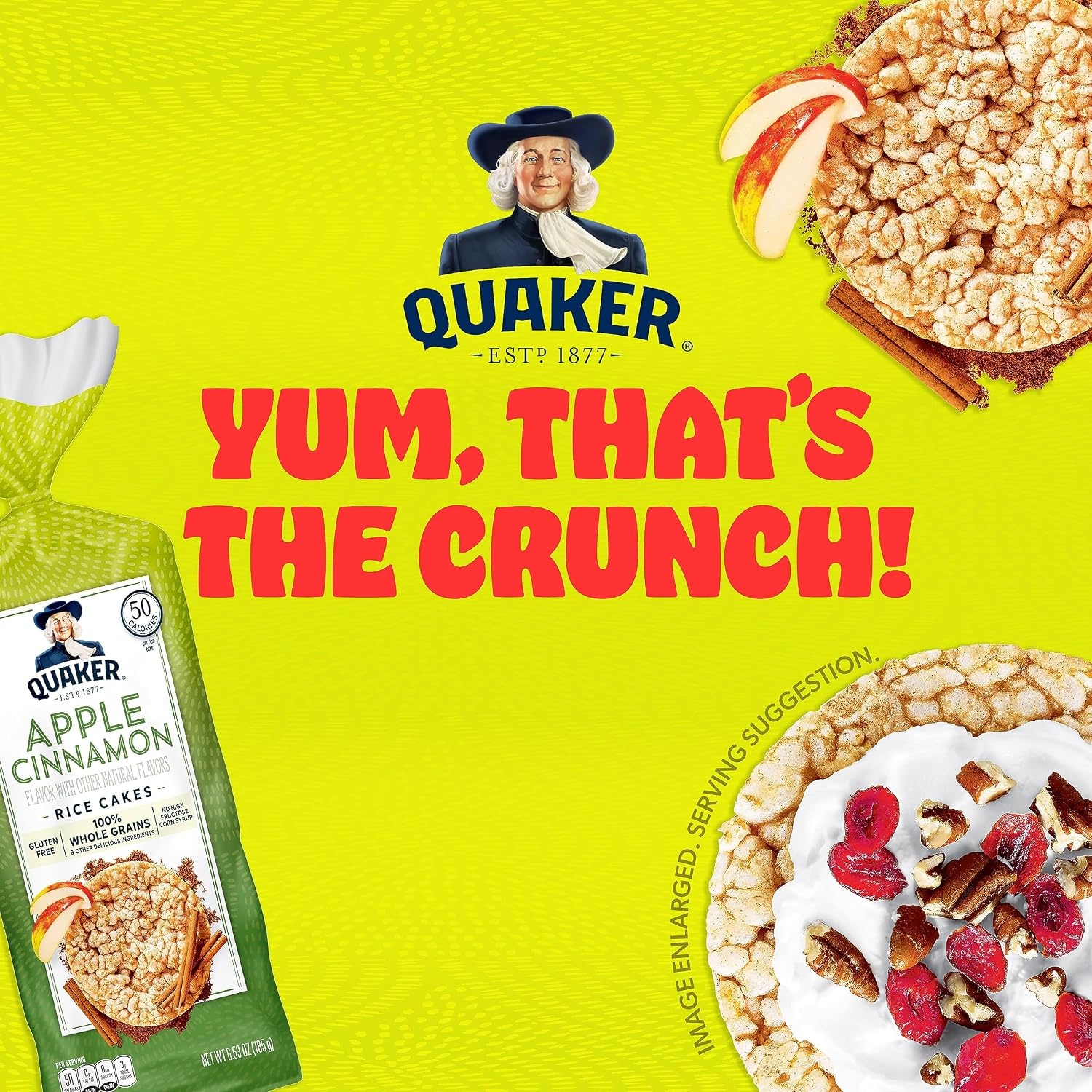 image:imageQuaker Large Rice Cakes Chocolate 723 oz Bags 3 Pack Gluten Free Whole Grain No Added ColorsApple Cinnamon