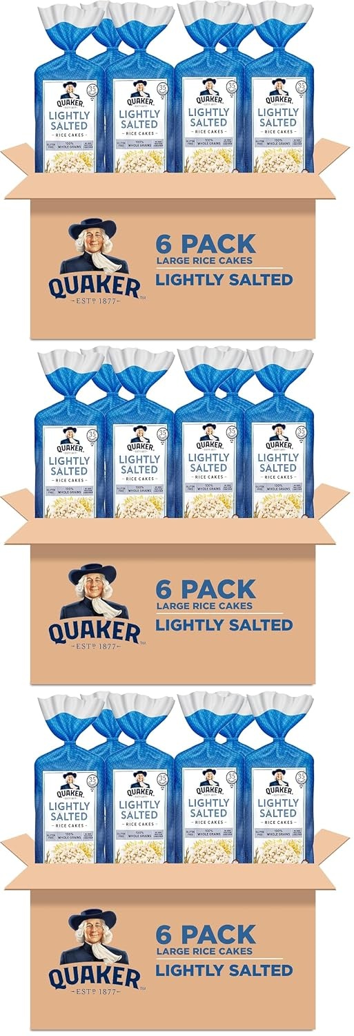 image:imageQuaker Large Rice Cakes Gluten Free 3 Flavor Variety Pack 6 CountLightly Salted