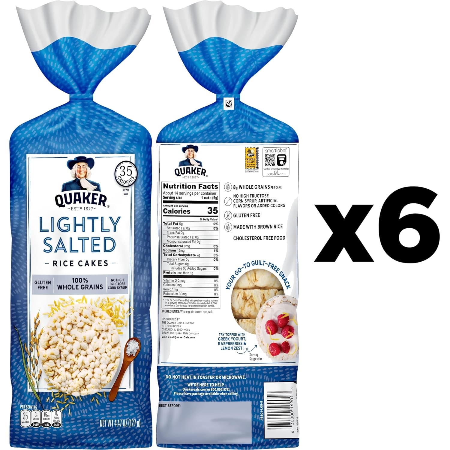 image:imageQuaker Large Rice Cakes Gluten Free 3 Flavor Variety Pack 6 CountLightly Salted