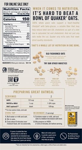 image:imageQuaker Old Fashioned Rolled Oats Non GMO Project Verified Two 64oz Bags in Box 90 Servings 4 Pound Pack of 2Quaker Old Fashioned
