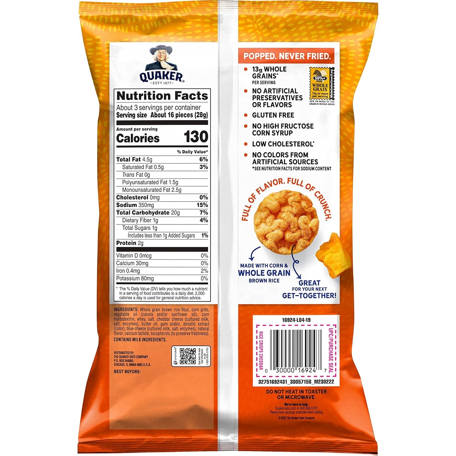 image:imageQuaker Popped Rice Cake Cheddar Cheese 303 Oz