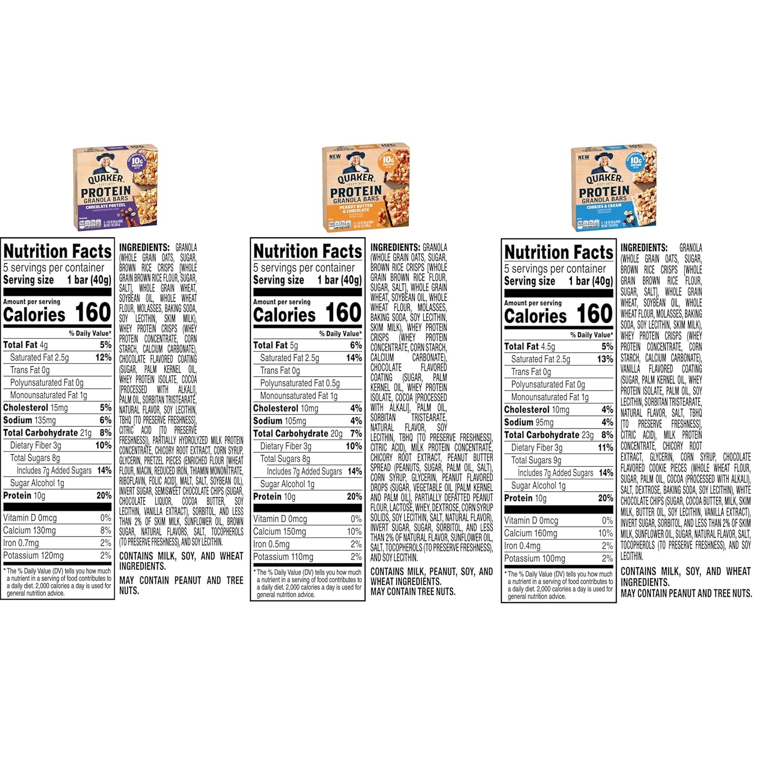 image:imageQuaker Protein Granola Bars Variety Pack 141 oz Bars 20 Pack 10g Protein