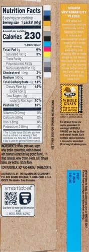 image:imageQuaker Protein Instant Oatmeal Banana Nut 129 Oz 6 Count Pack of 1129 Ounce Pack of 12