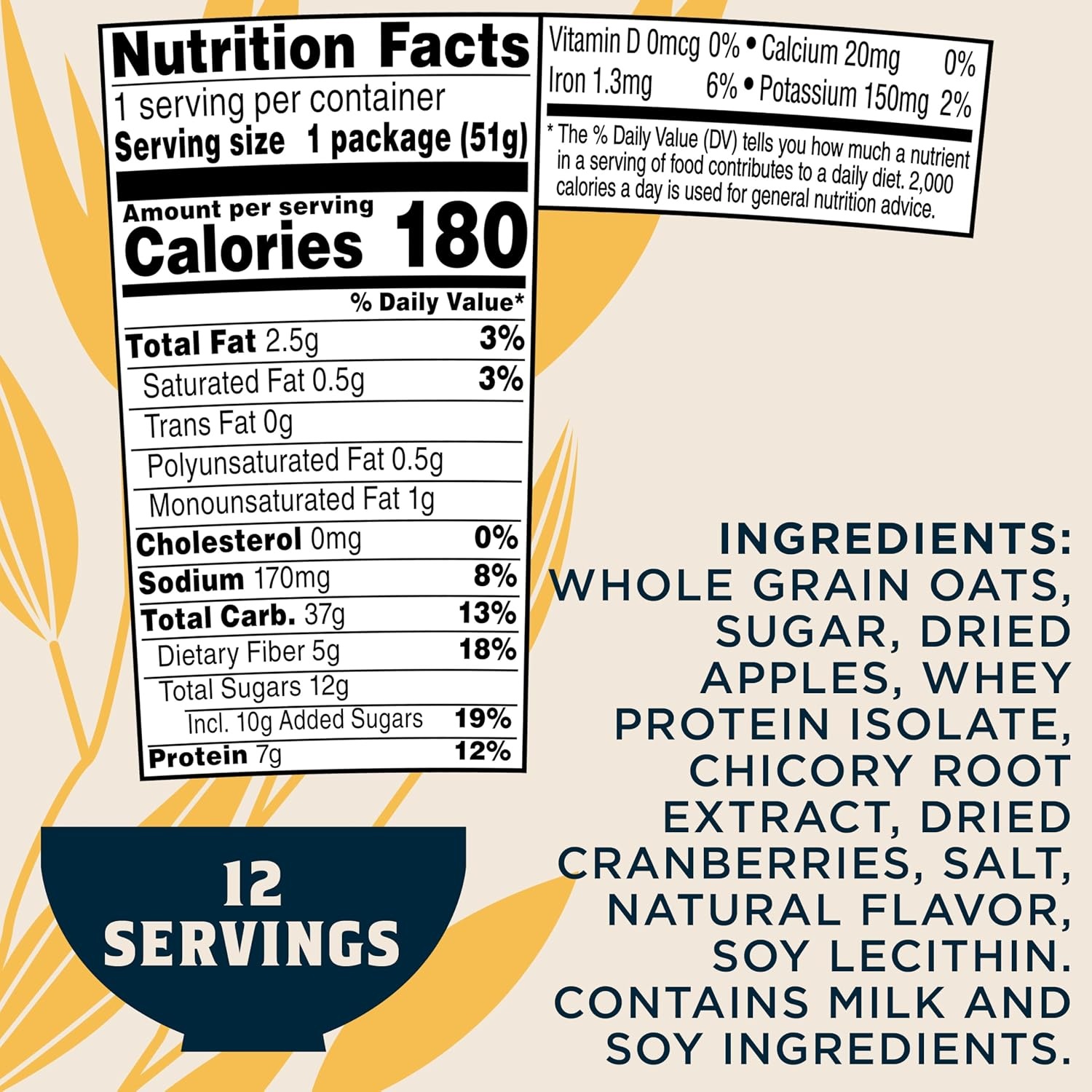 image:imageQuaker Protein Instant Oatmeal Express Cups Cranberry Almond 10g Protein 218 Ounce Pack of 12Apples Cranberries