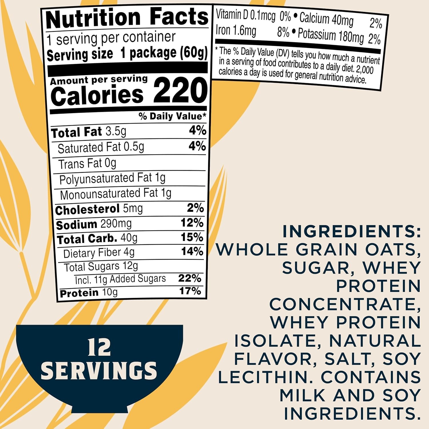image:imageQuaker Protein Instant Oatmeal Express Cups Cranberry Almond 10g Protein 218 Ounce Pack of 12Maple Brown Sugar Protein