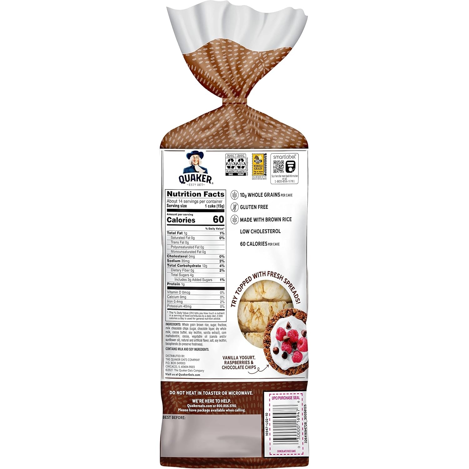 image:imageQuaker Rice Cakes Chocolate Crunch 723 ozNatural and Artificial Flavor