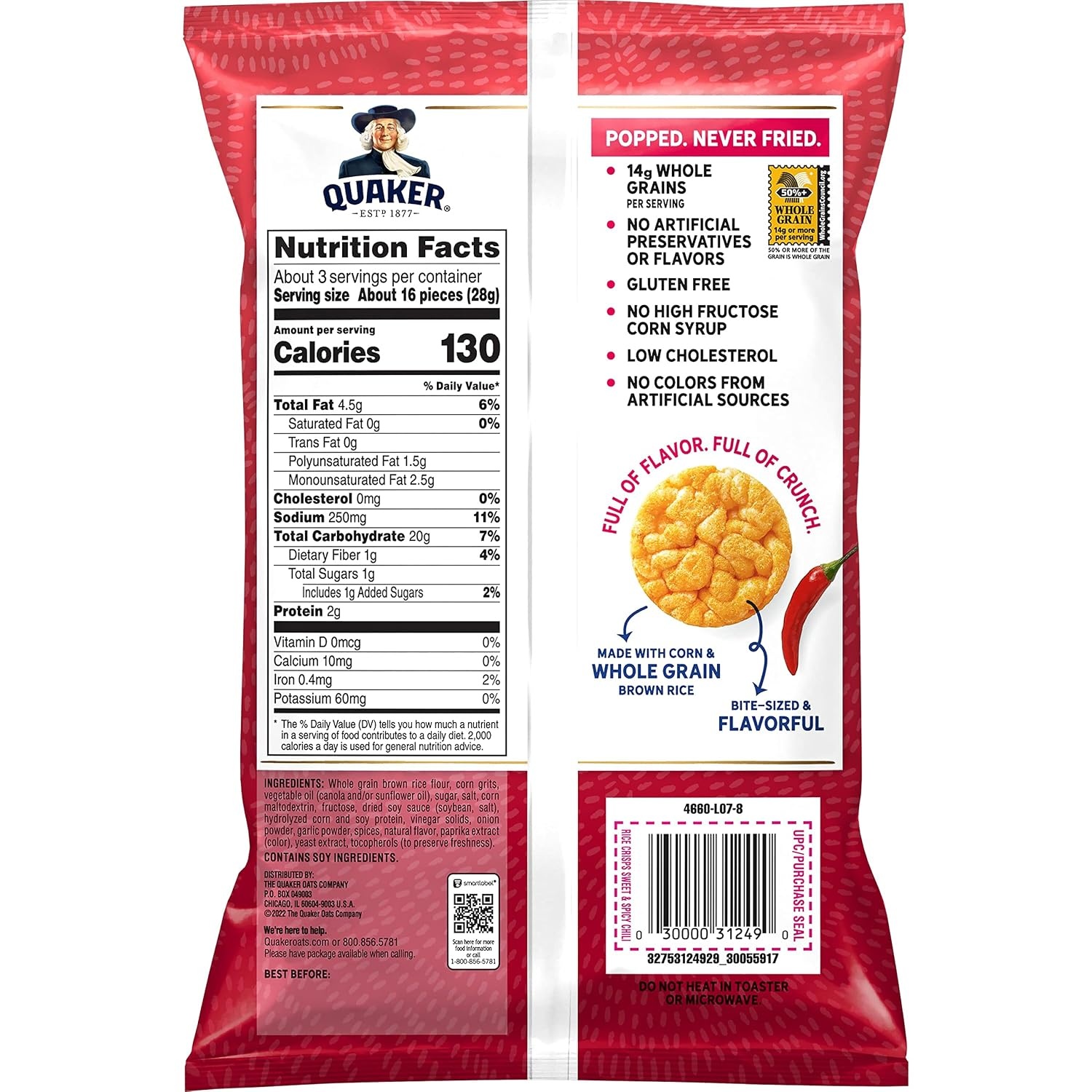 image:imageQuaker Rice Crisps Caramel Corn 704 oz BagSweet Spicy Chilli