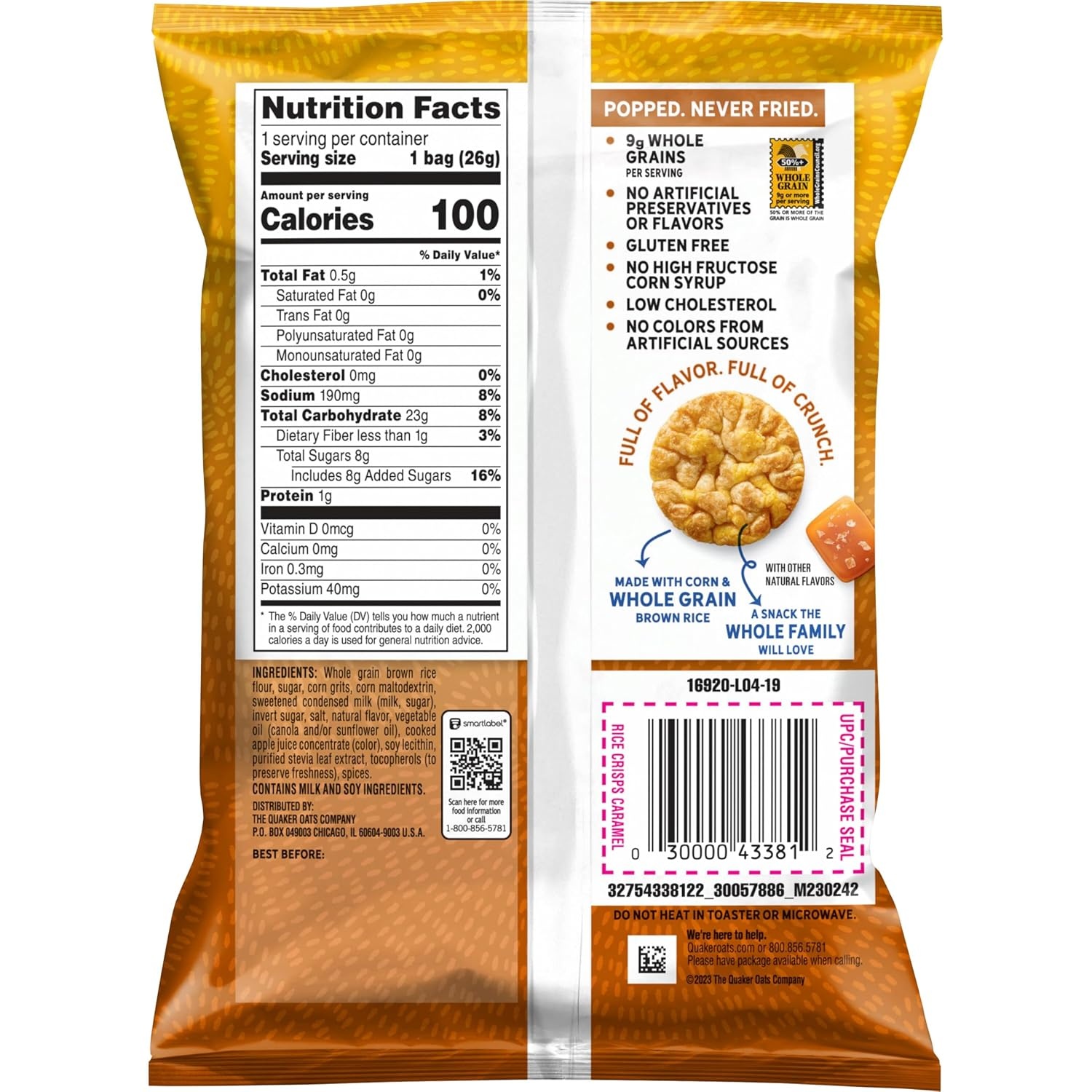 image:imageQuaker Rice Crisps Gluten Free 4 Flavor Sweet and Savory Variety Mix Single Serve 30 countCaramel