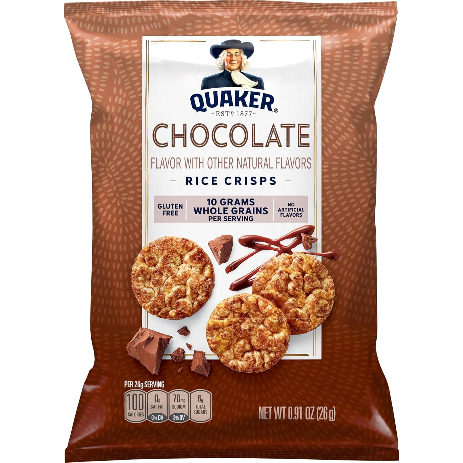 image:imageQuaker Rice Crisps Gluten Free 4 Flavor Sweet and Savory Variety Mix Single Serve 30 countChocolate