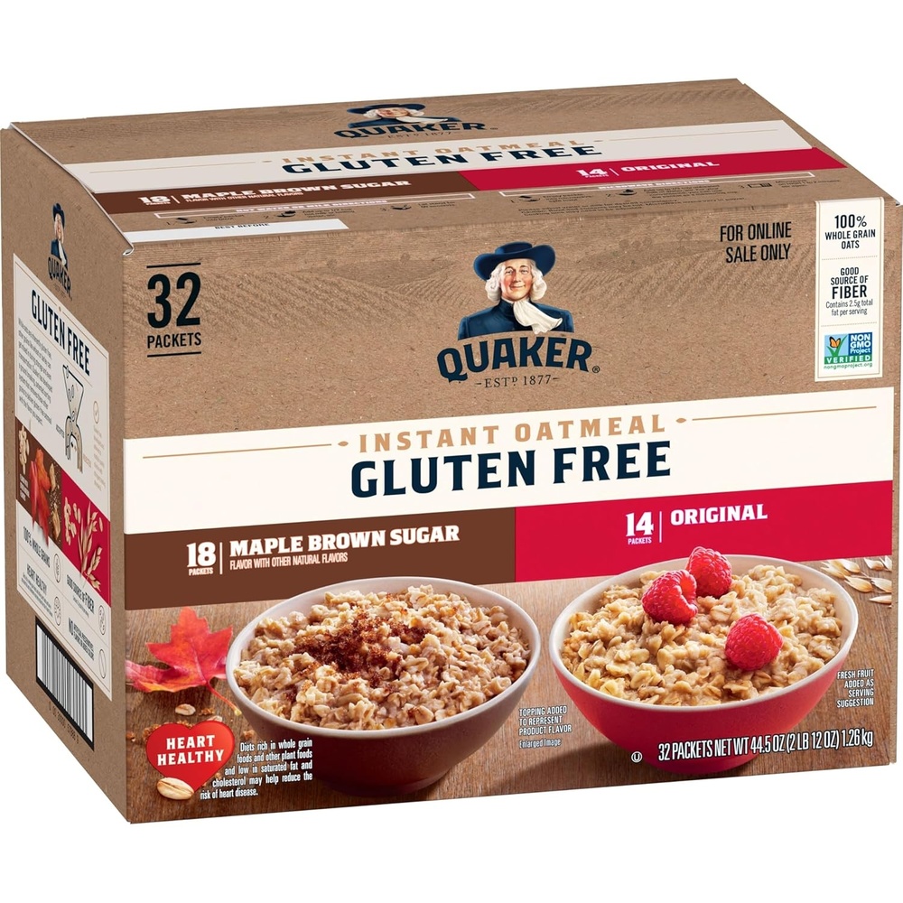 image:imageQUAKER Instant Oatmeal USDA Organic NonGMO Project Verified 3 Flavor Variety Pack Individual Packets 32 Count Pack of 1Maple and Brown Sugar Original