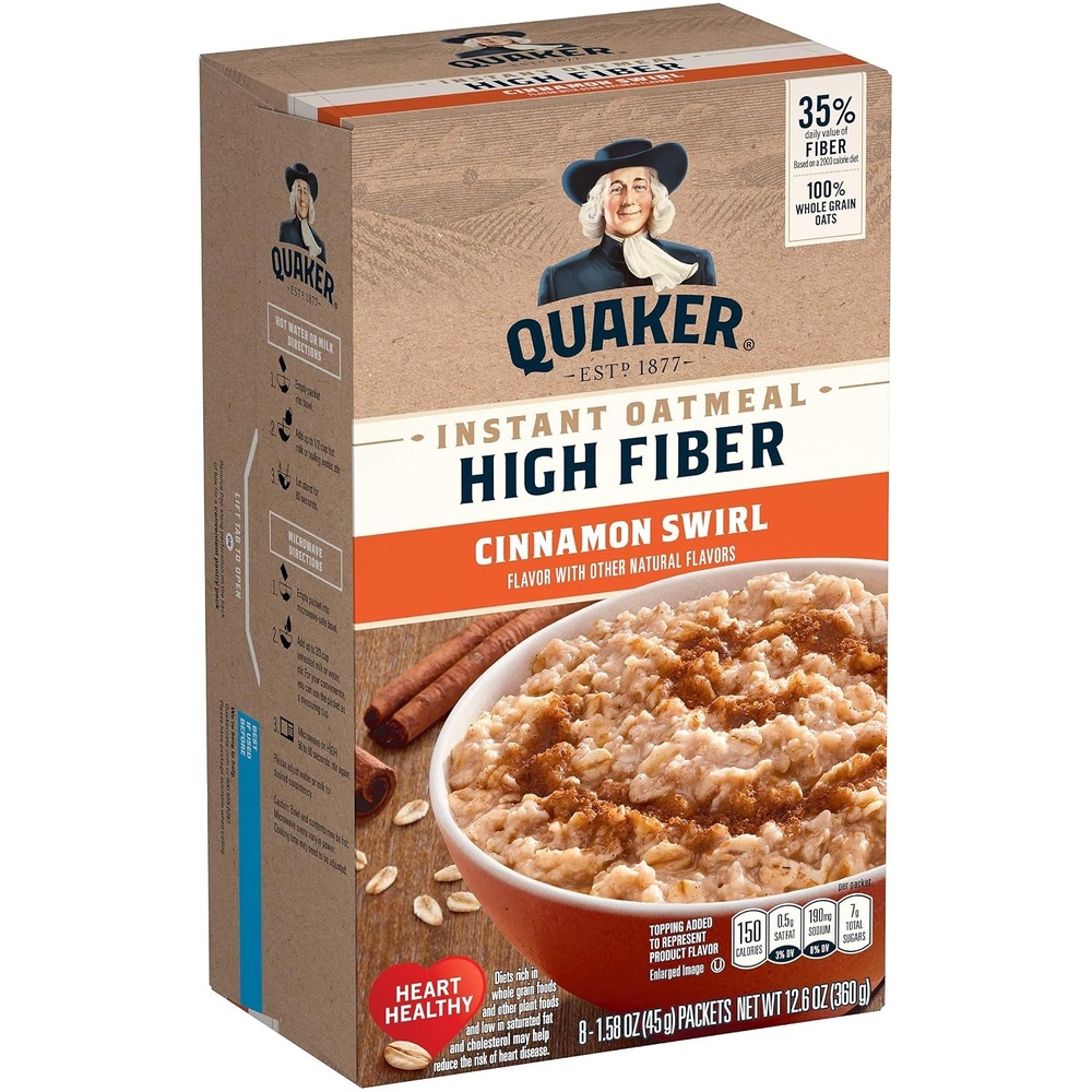 image:imageQuaker Hot Cereal Instant Oatmeal High Fiber Cinnamon Swirl 126 Ounce