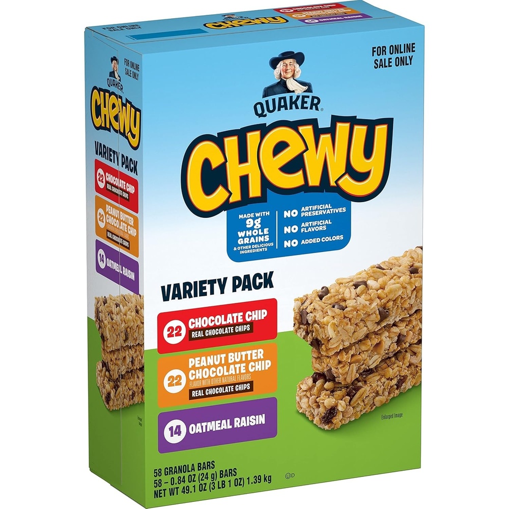 image:imageQuaker Chewy Granola Bars Peanut Butter Chocolate Chip 58 Count3 Flavor Variety Pack