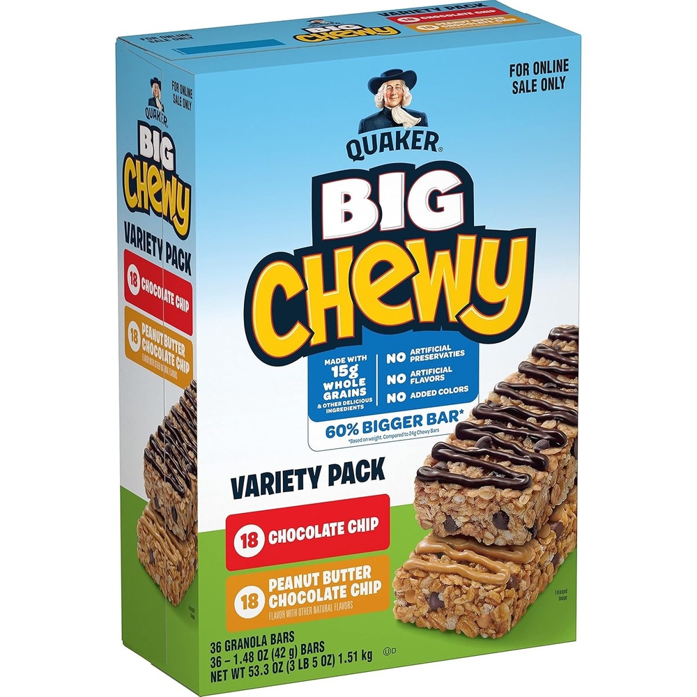 image:imageQuaker Chewy Granola Bars Peanut Butter Chocolate Chip 58 CountBig Chewy Variety Pack