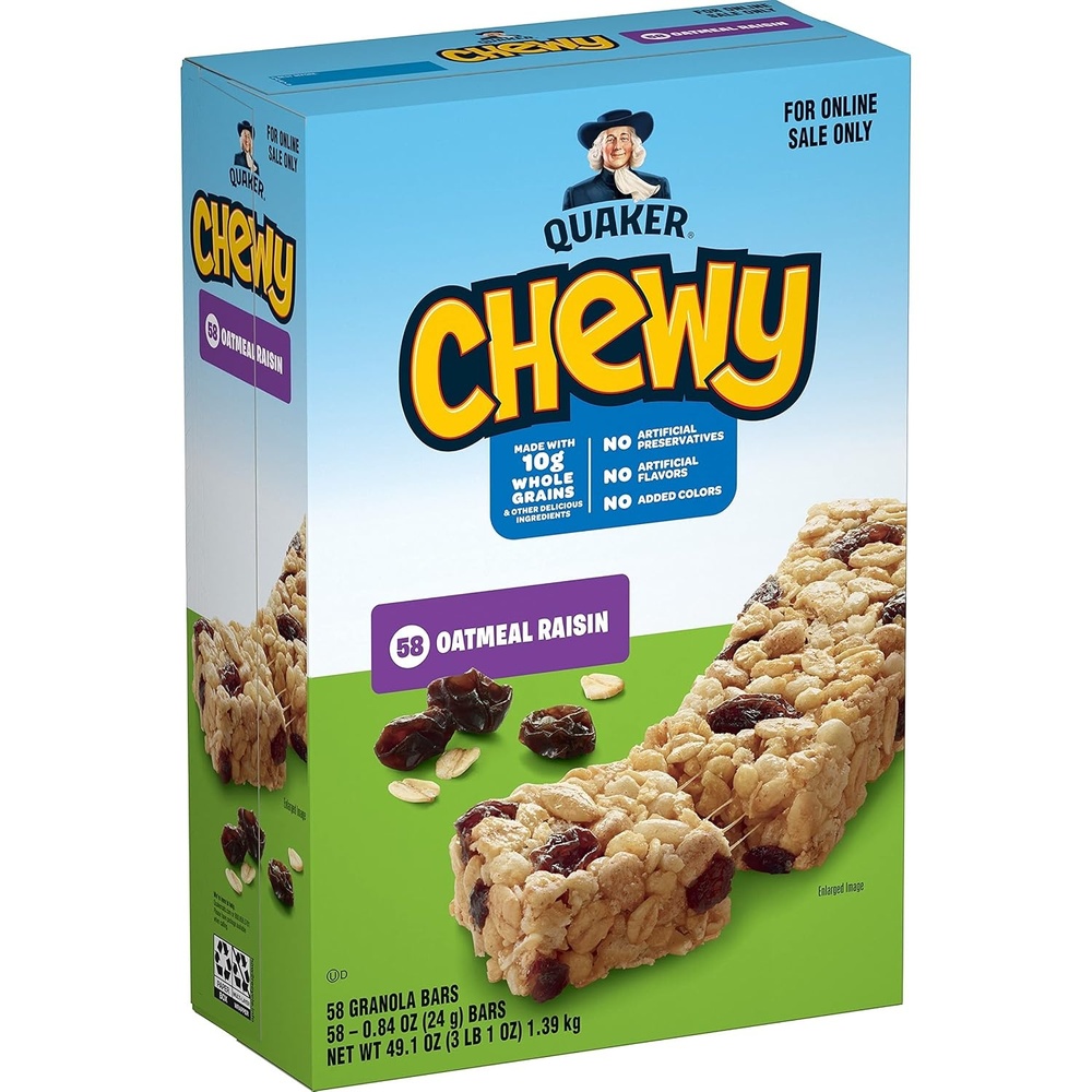 image:imageQuaker Chewy Granola Bars Peanut Butter Chocolate Chip 58 CountOatmeal Raisin