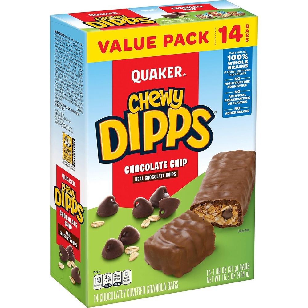 image:imageQuaker Chewy Yogurt Bars Variety Pack 10ctDipps Chocolate Chip 14ct