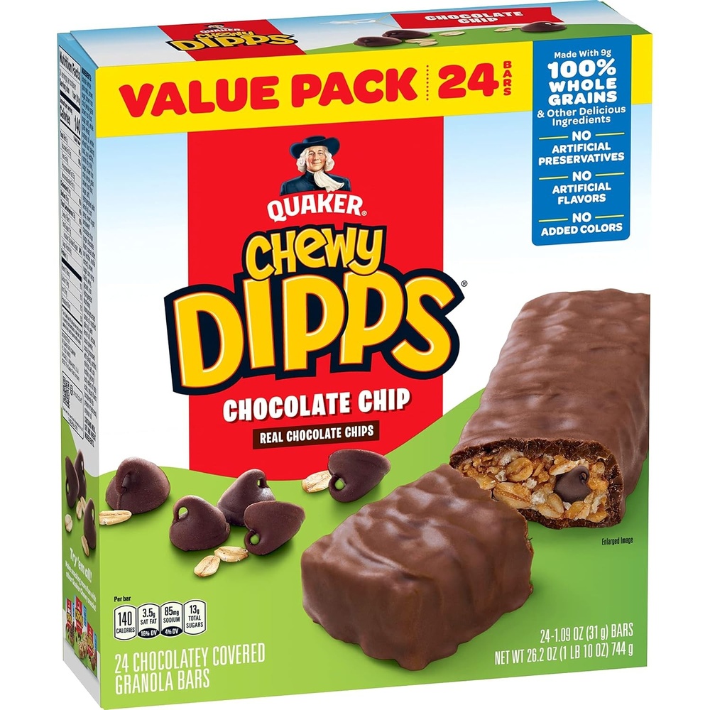 image:imageQuaker Chewy Yogurt Bars Variety Pack 10ctDipps Chocolate Chip 24ct