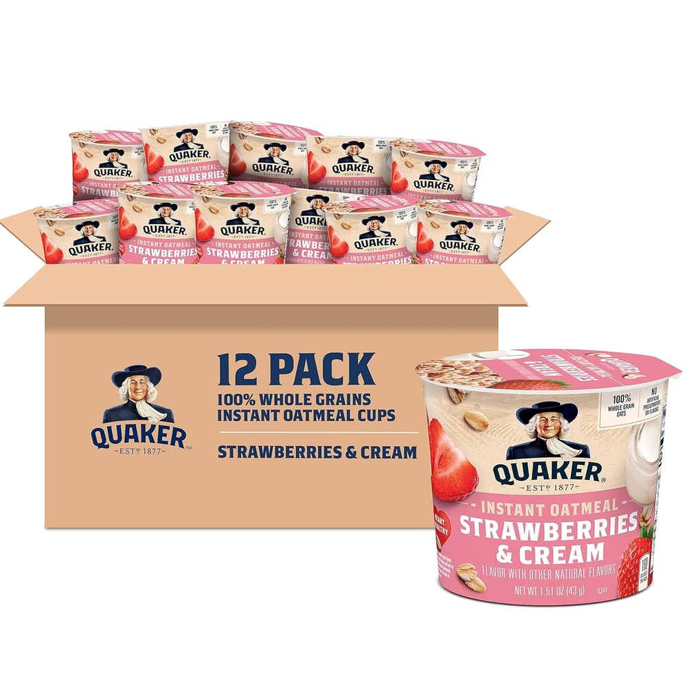 image:imageQuaker Express Cups Strawberry amp Cream 12 CountStrawberries Cream Express Cups 12 Count