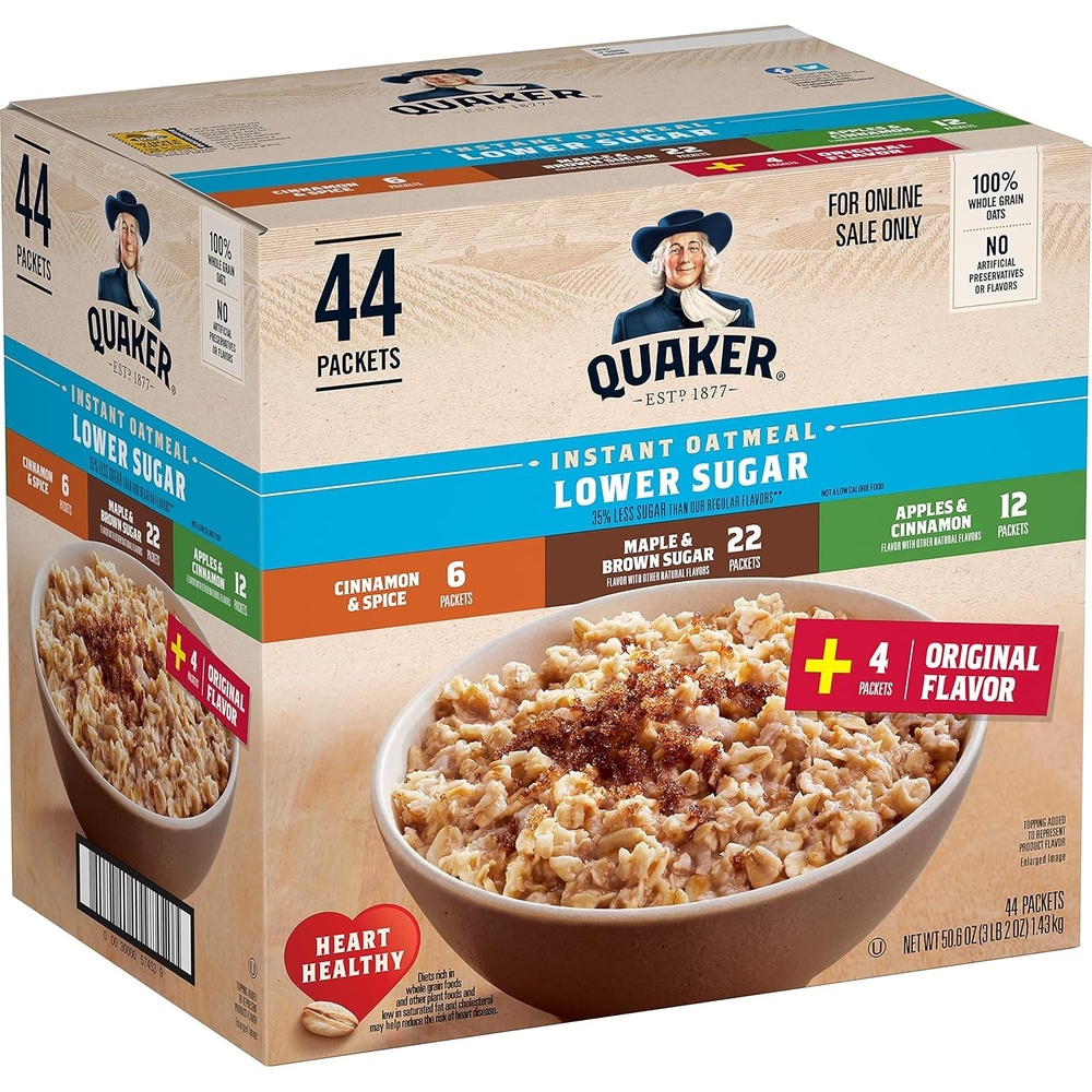 image:imageQuaker Instant Oatmeal 4 Flavor Variety Pack Individual Packets 48 Count4 Flavor Variety Pack 35 Less Sugar